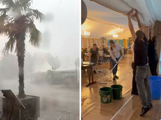 Unwetter mit Hagel in Kremmen; Regen im StangenWirt