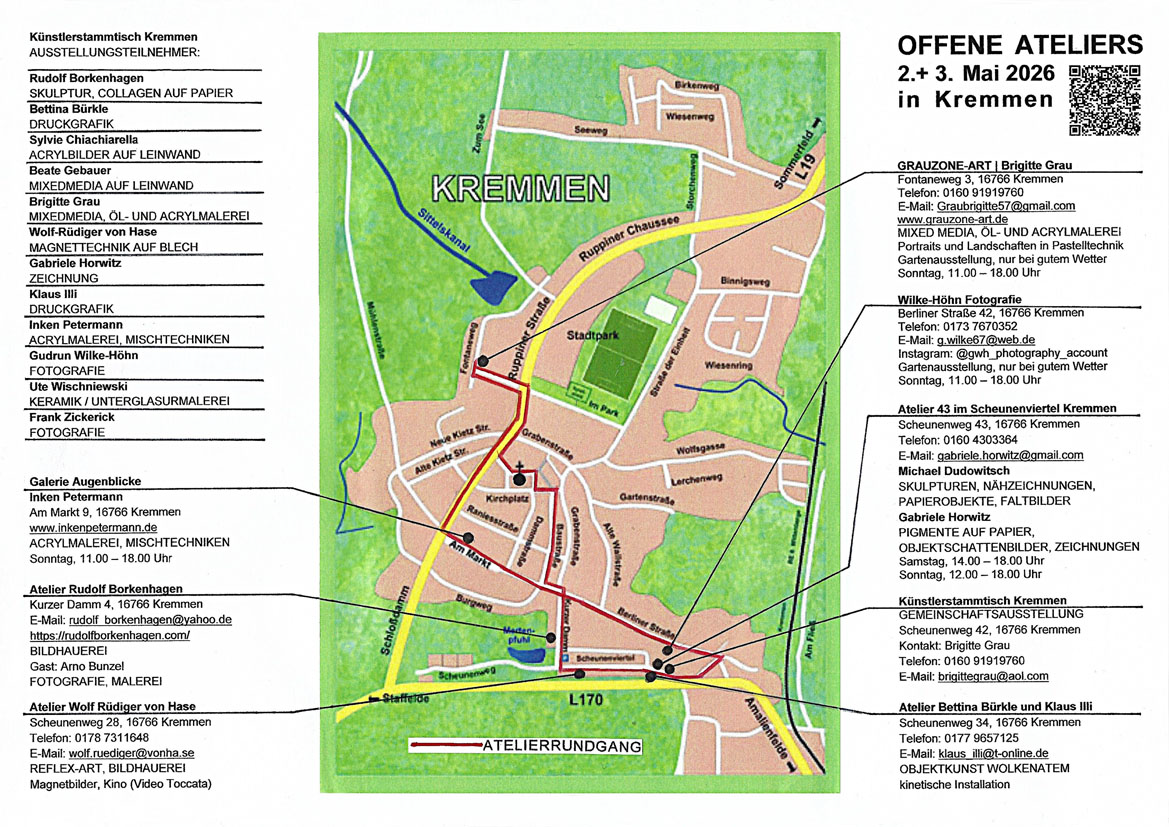 Flyer: offene Ateliers in Kremmen 2026